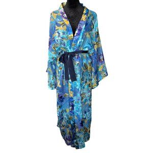 California Dynasty Floral Kimono Robe Large Boho‎